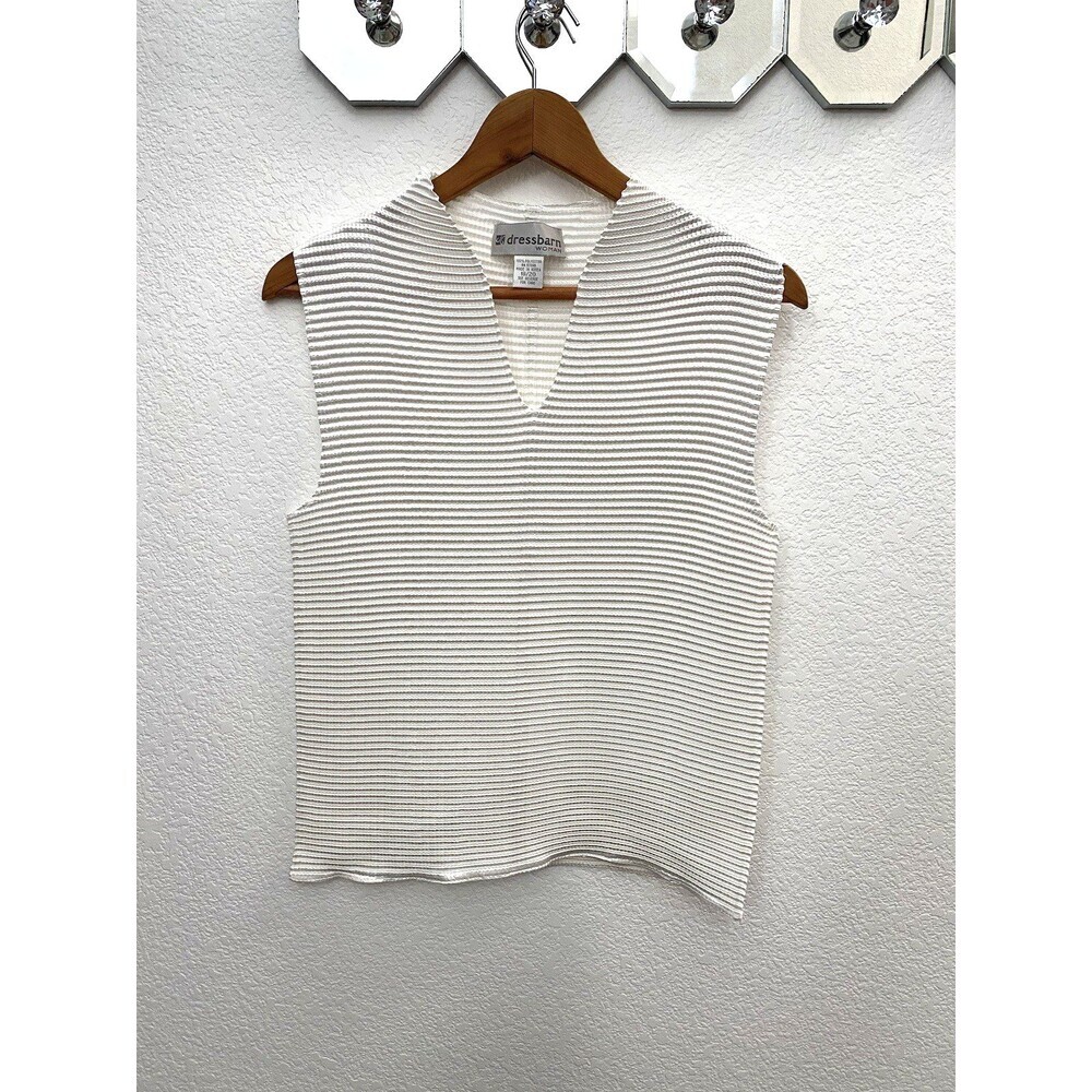Dress Barn Woman White Satin Crinkle Tank Top Size 18 / 20